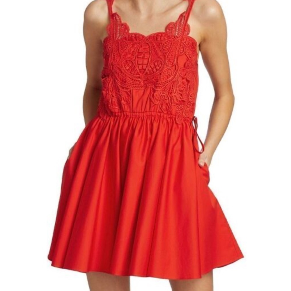 Self-Portrait Red Ruched Mini Sundress - Picture 2 of 6